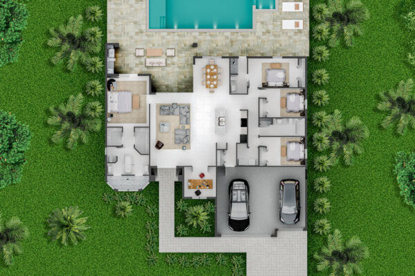 Top View Home Building Setup with Pool: Construction Services In Cape Coral, FL | Pascal Construction Inc.