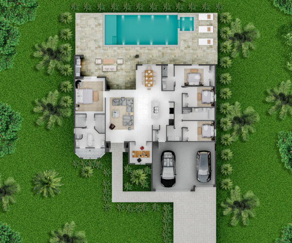 Top View Home Building Setup with Pool: Construction Services In Cape Coral, FL | Pascal Construction Inc.